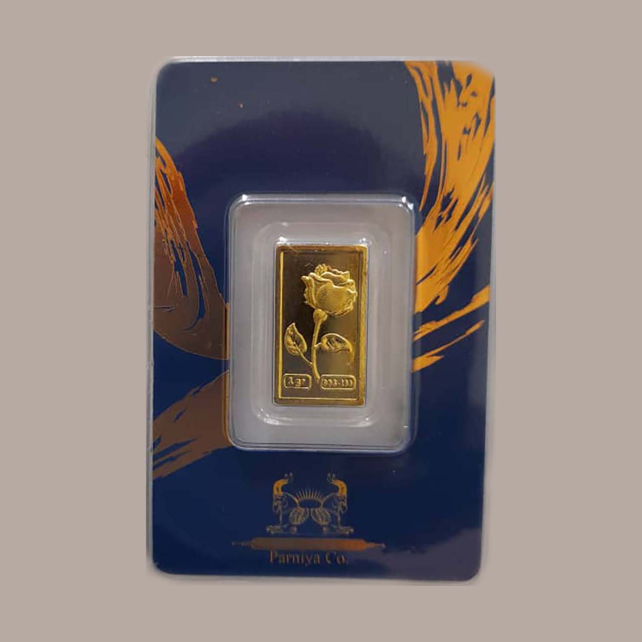 شمش طلای نقش برجسته گل رز یک گرمی مدل کارت فرکانسی