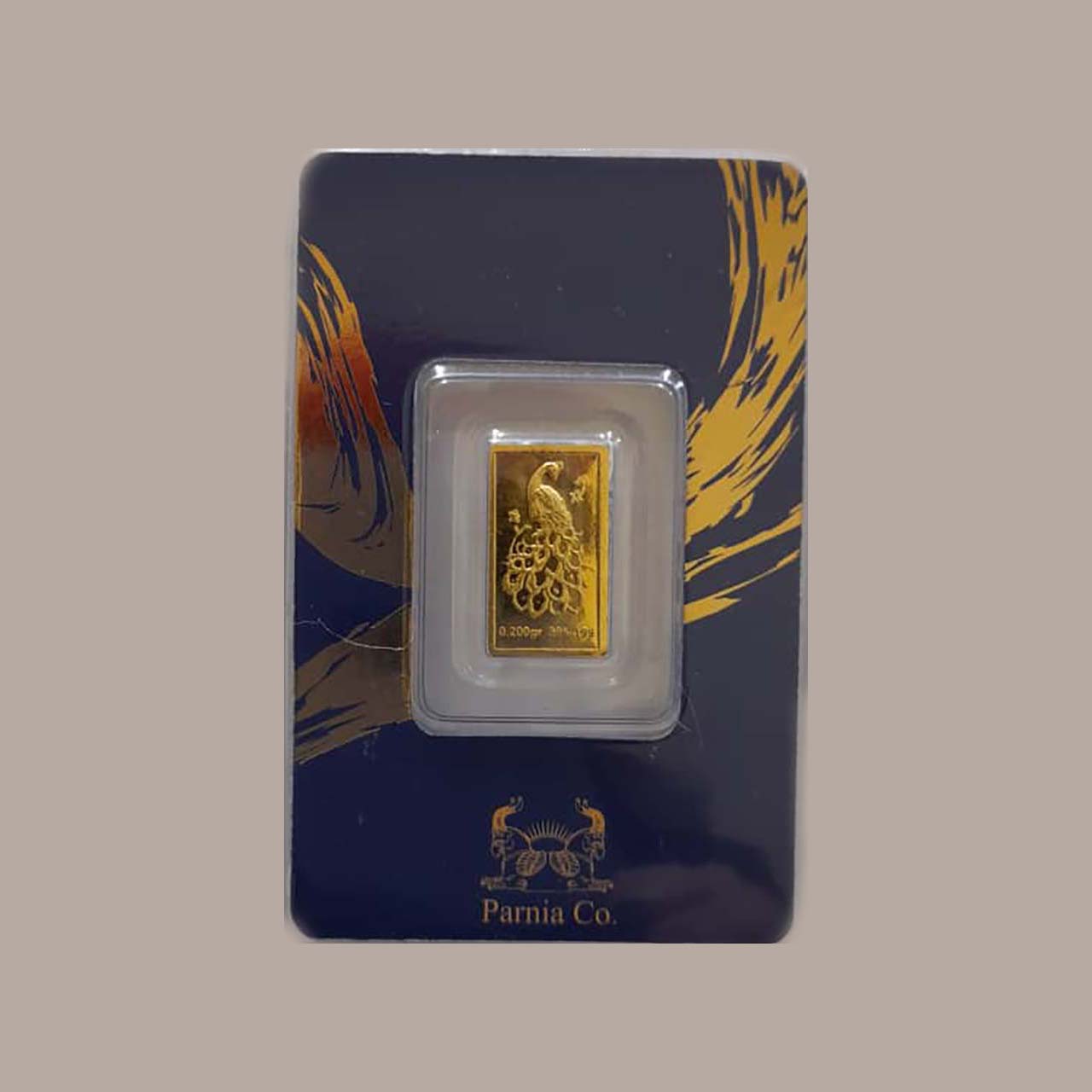 شمش طلای نقش برجسته طاووس دویست سوتی مدل کارت فرکانسی