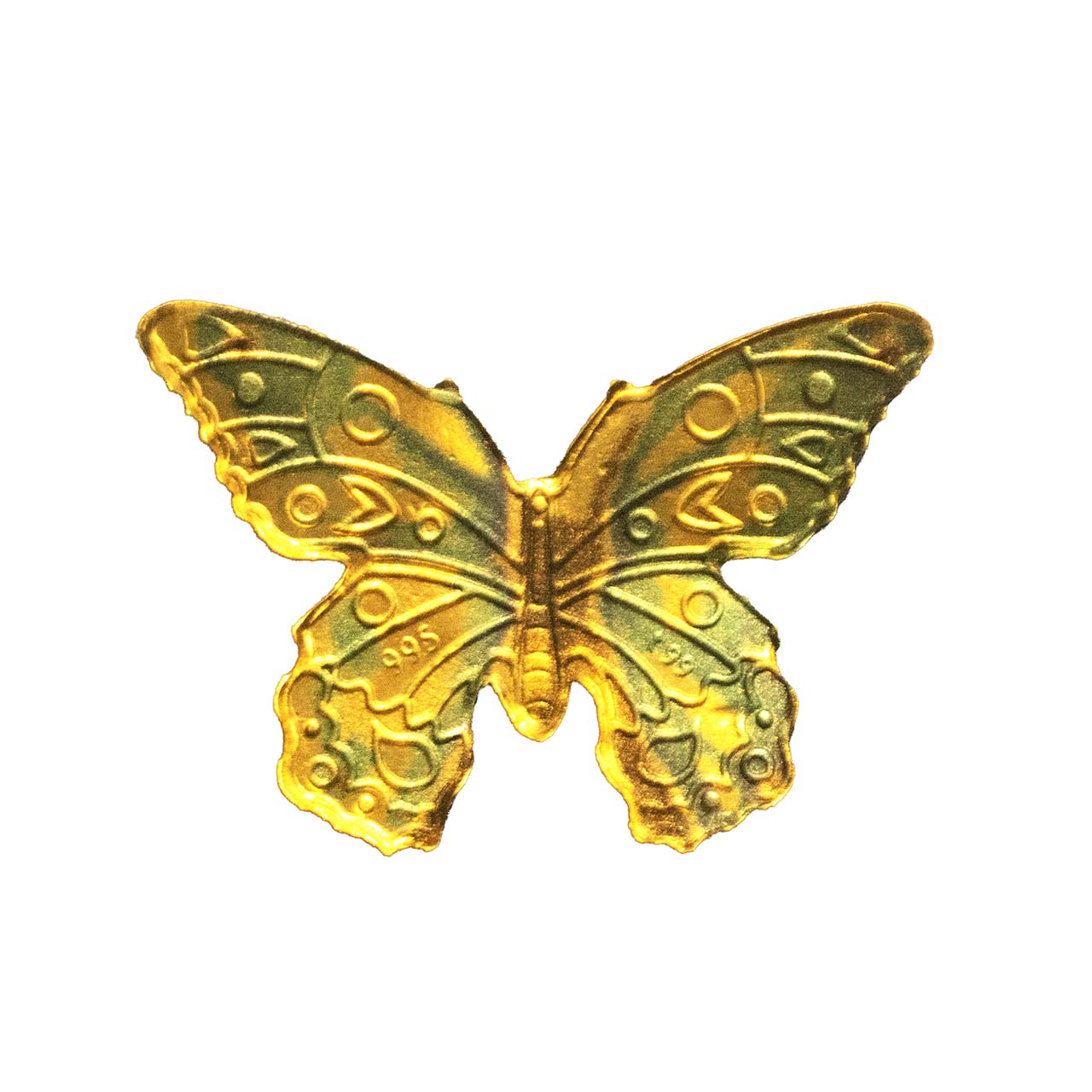 شمش طلای نقش برجسته پروانه رنگی 1 گرمی مدل کارت آبی