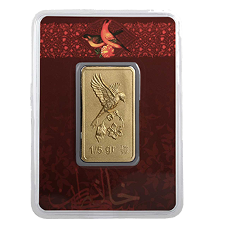 شمش طلای نقش برجسته گل و بلبل یک و نیم گرمی مدل کارت فرکانسی