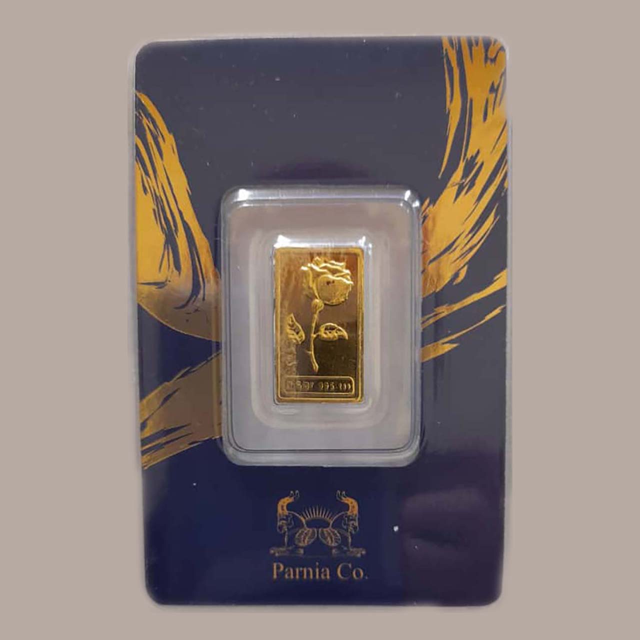 شمش طلای نقش برجسته گل رز نیم گرمی مدل کارت فرکانسی