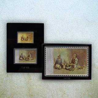   پک تمبر طلا و نقره تابلو استاد کمال الملک 